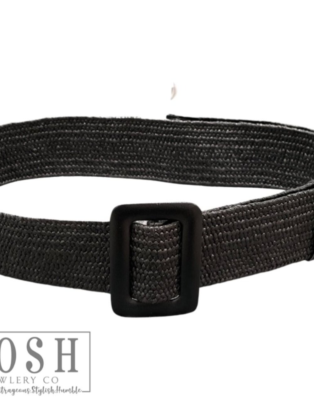 Woven Straw Adjustable Belt, Black